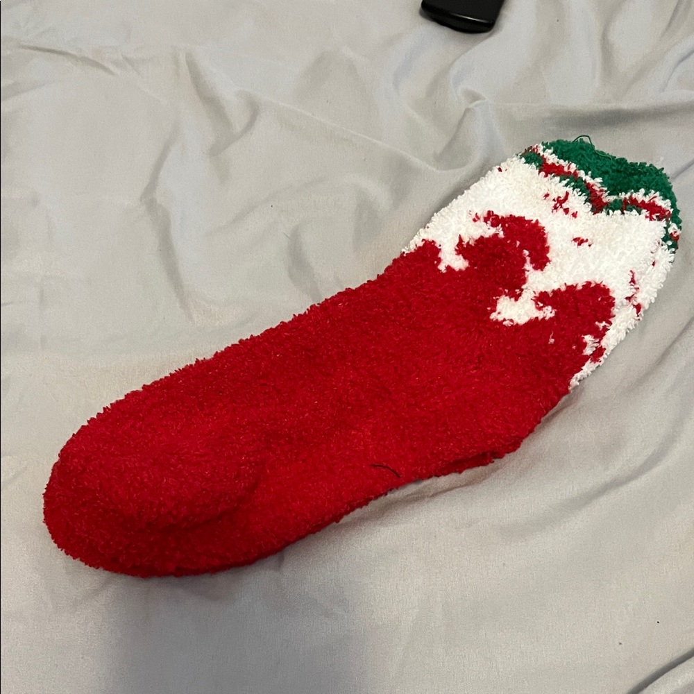 Cozy Red and Green Fuzzy Socks